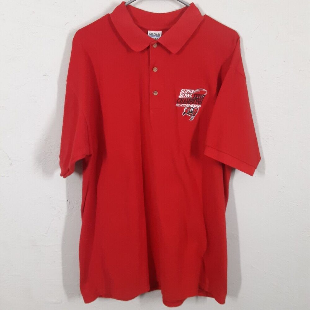 Vtg Super Bowl Champions Tampa Bay Buccaneers XXXVII Polo NFL Shirt Mens L Y2K